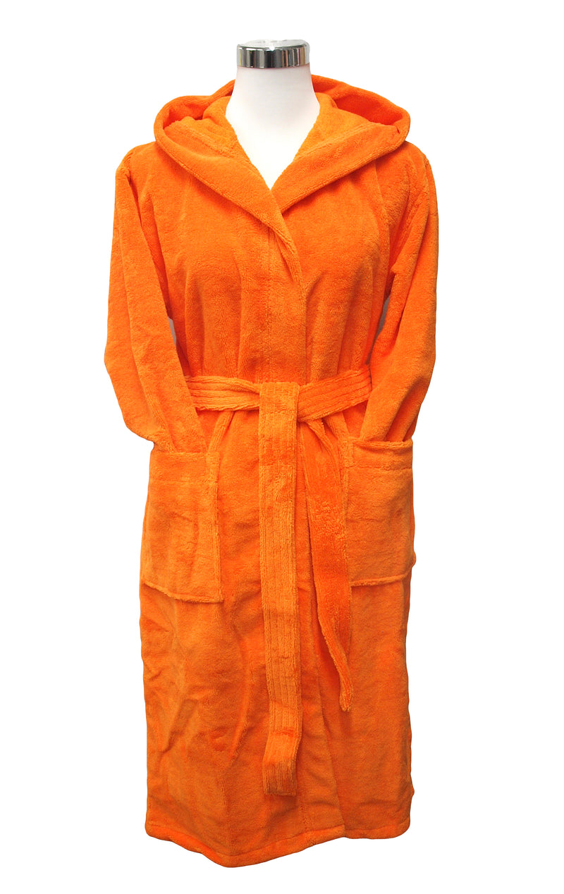 Bademantel orange mit Kapuze Velour - 0389