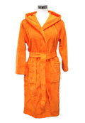 Bademantel orange mit Kapuze Velour - 0389