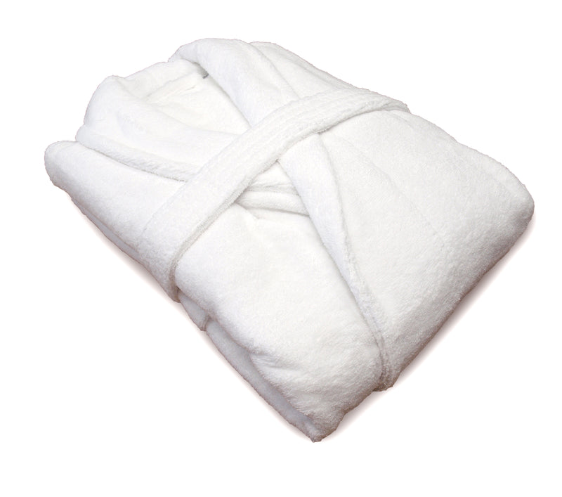 Bademantel weiß mit Schalkragen, Velour - 0390