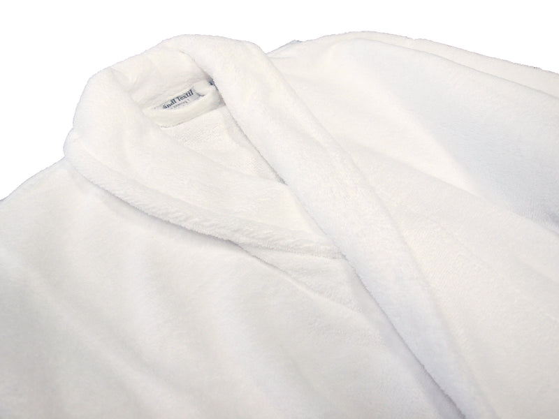 Bademantel weiß mit Schalkragen, Velour - 0390