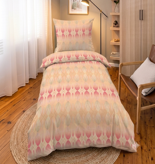 Renforcé - Bettwäsche Objekt 135x200 + 80x80 cm,Hotelverschluß Helozon rosa/beige 3133