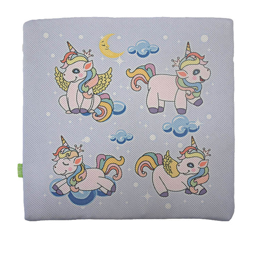Outdoorkissen Sitzenbleiber Kindermotiv Einhorn hellblau
